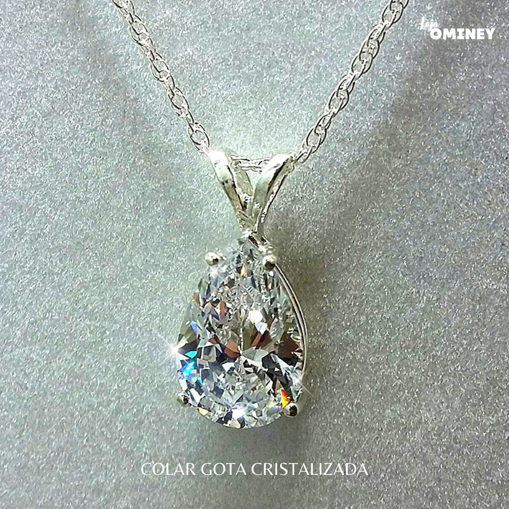 Colar Gota Cristalizada - Prata 925