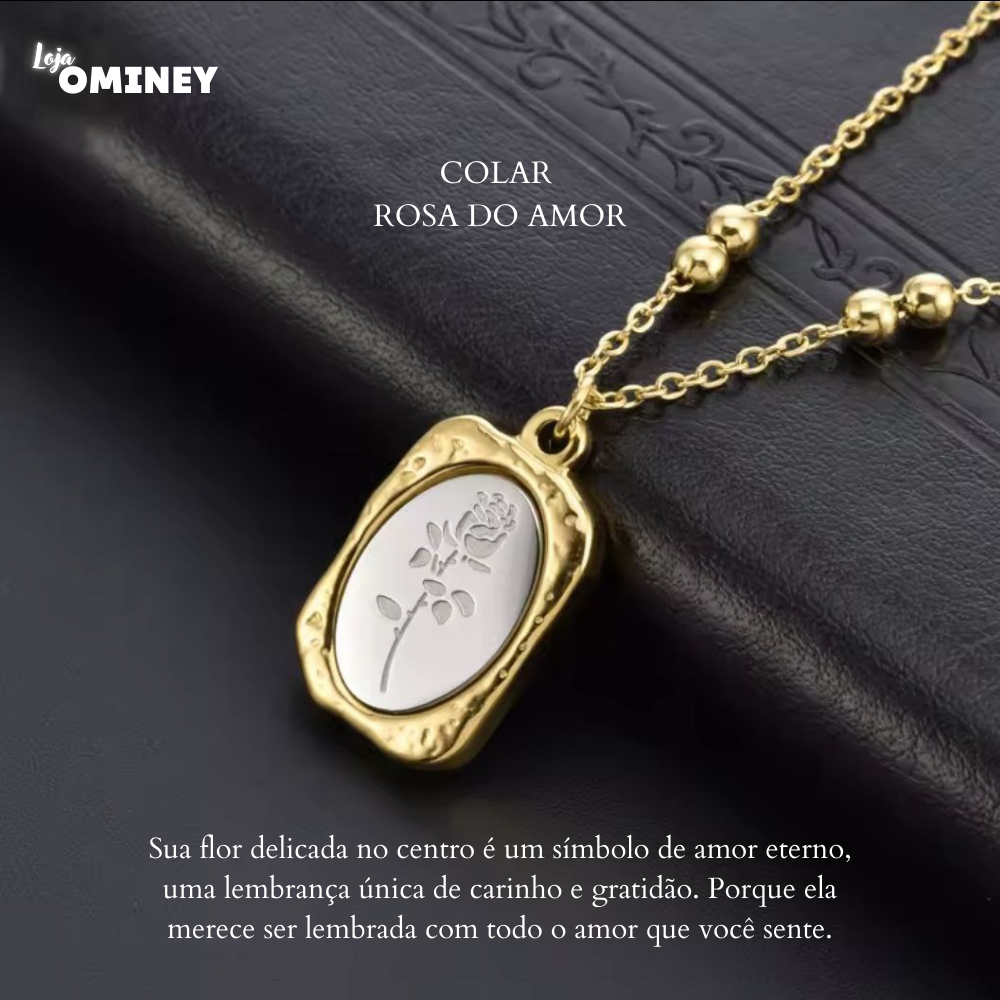 COLAR ESPELHADO ROSA DO AMOR - OURO 18K