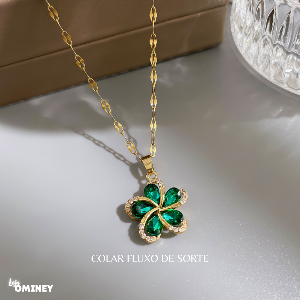 Colar Fluxo de sorte - Ouro 18k