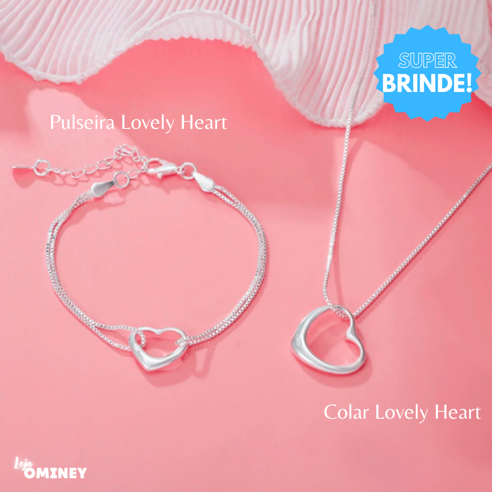 Pulseira Lovely Heart em Prata 925 + Colar de brinde!