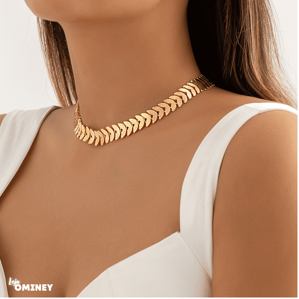 Colar Folhas Gregas - Ouro 18k