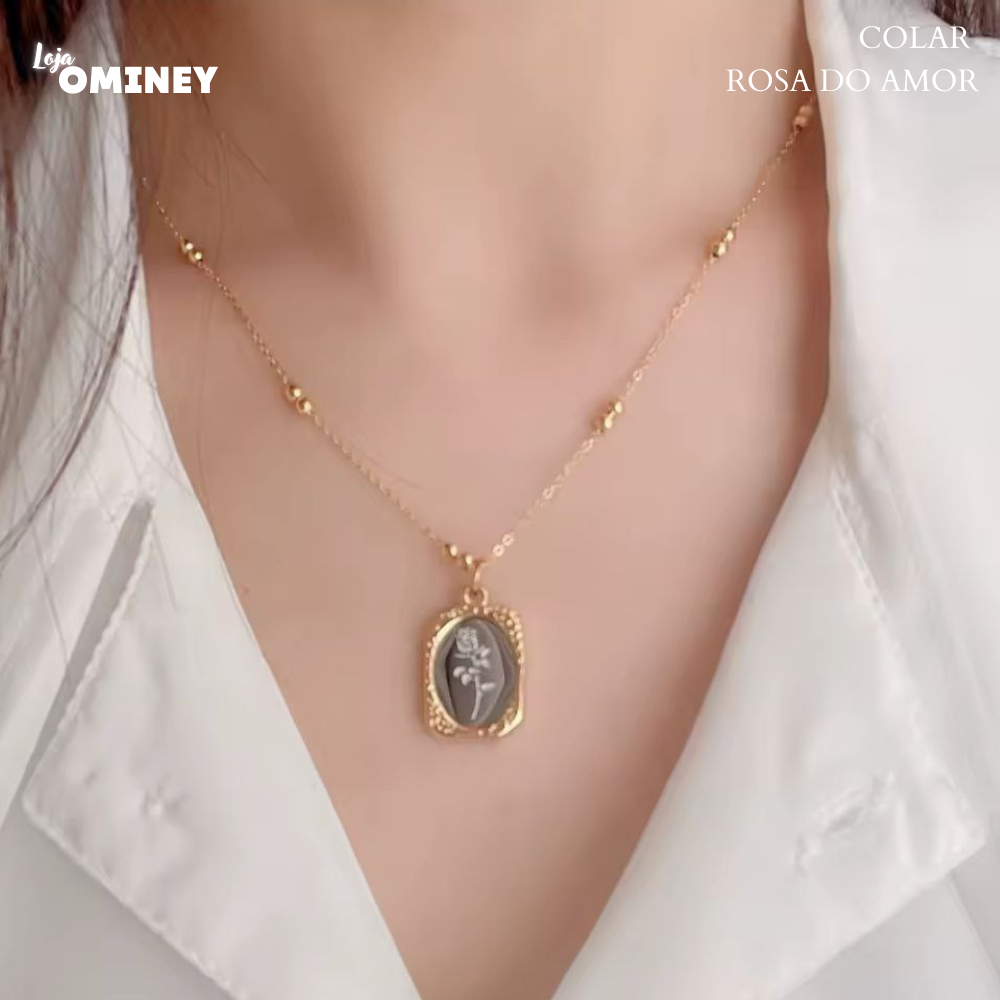 COLAR ESPELHADO ROSA DO AMOR - OURO 18K