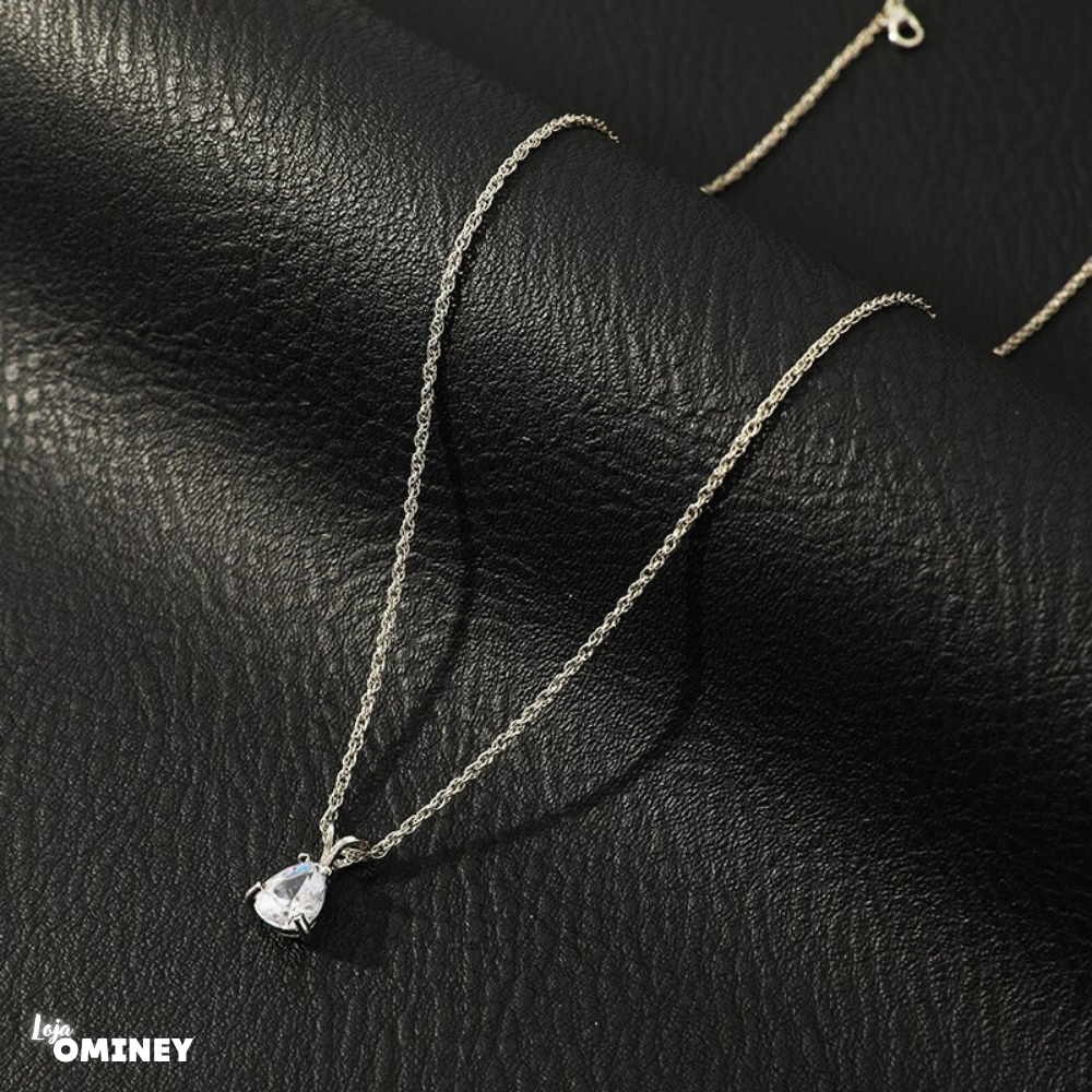 Colar Gota Cristalizada - Prata 925