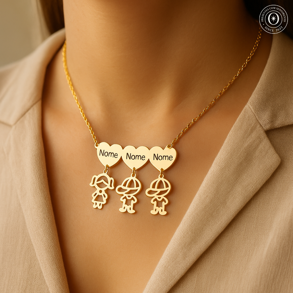 Colar Personalizado para Mãe — Leve os Nomes dos Filhos no Coração