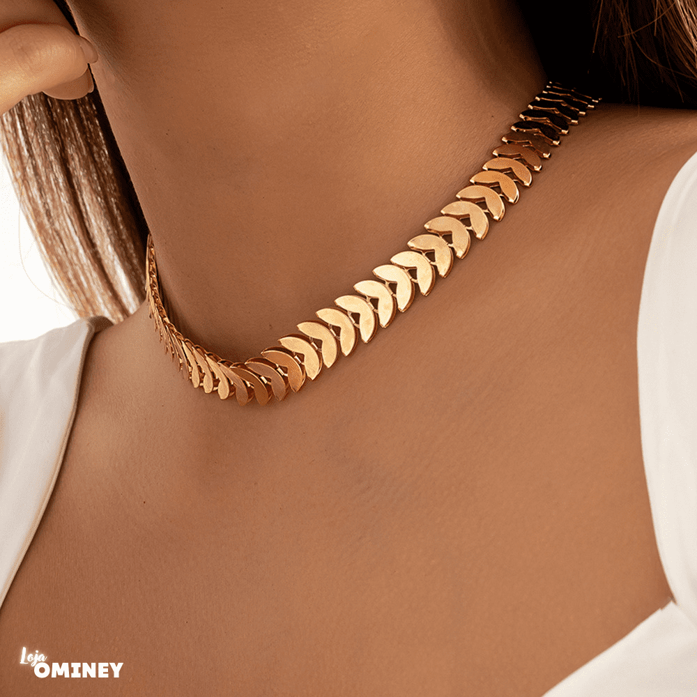 Colar Folhas Gregas - Ouro 18k
