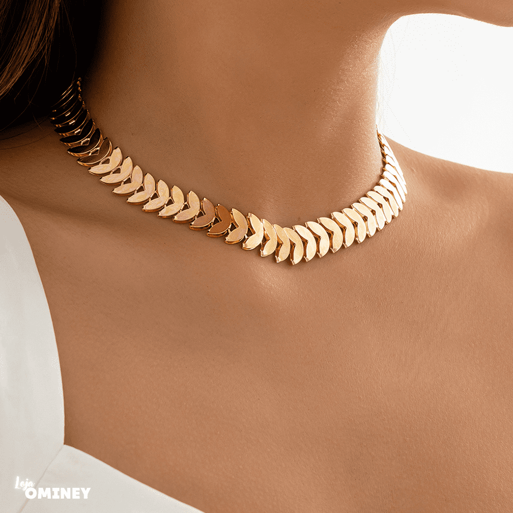 Colar Folhas Gregas - Ouro 18k