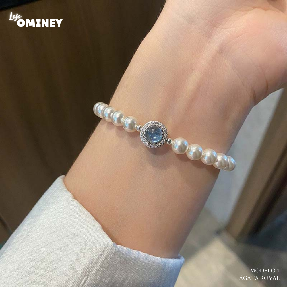 Pulseira Imperial Ágata Royal - Pérolas de água doce