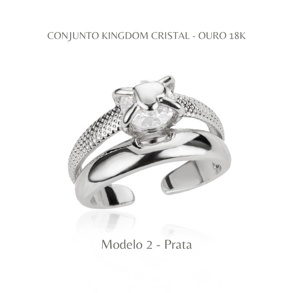 Conjunto de Anéis Kingdom Cristal - Ouro 18k
