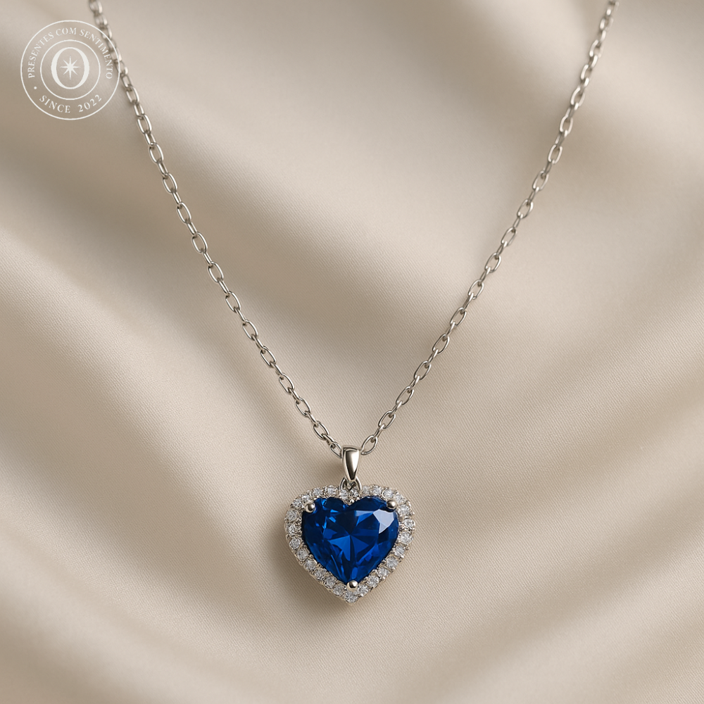 Colar Coração de Vidro - Ouro 18k