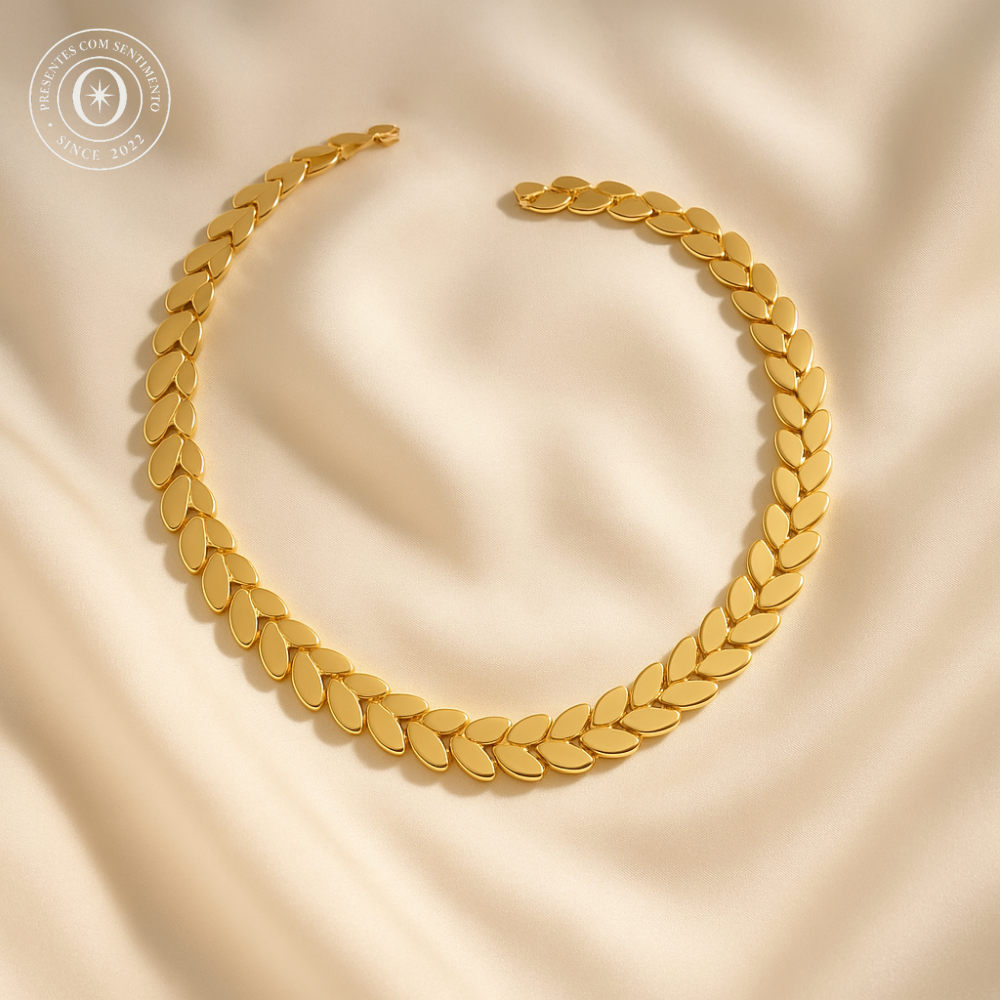 Colar Folhas Gregas - Ouro 18k