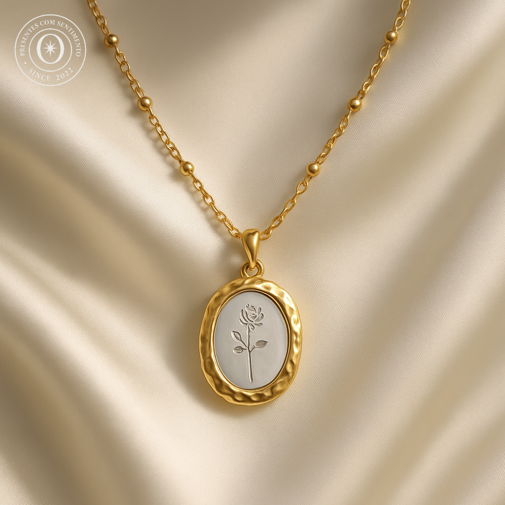COLAR ESPELHADO ROSA DO AMOR - OURO 18K