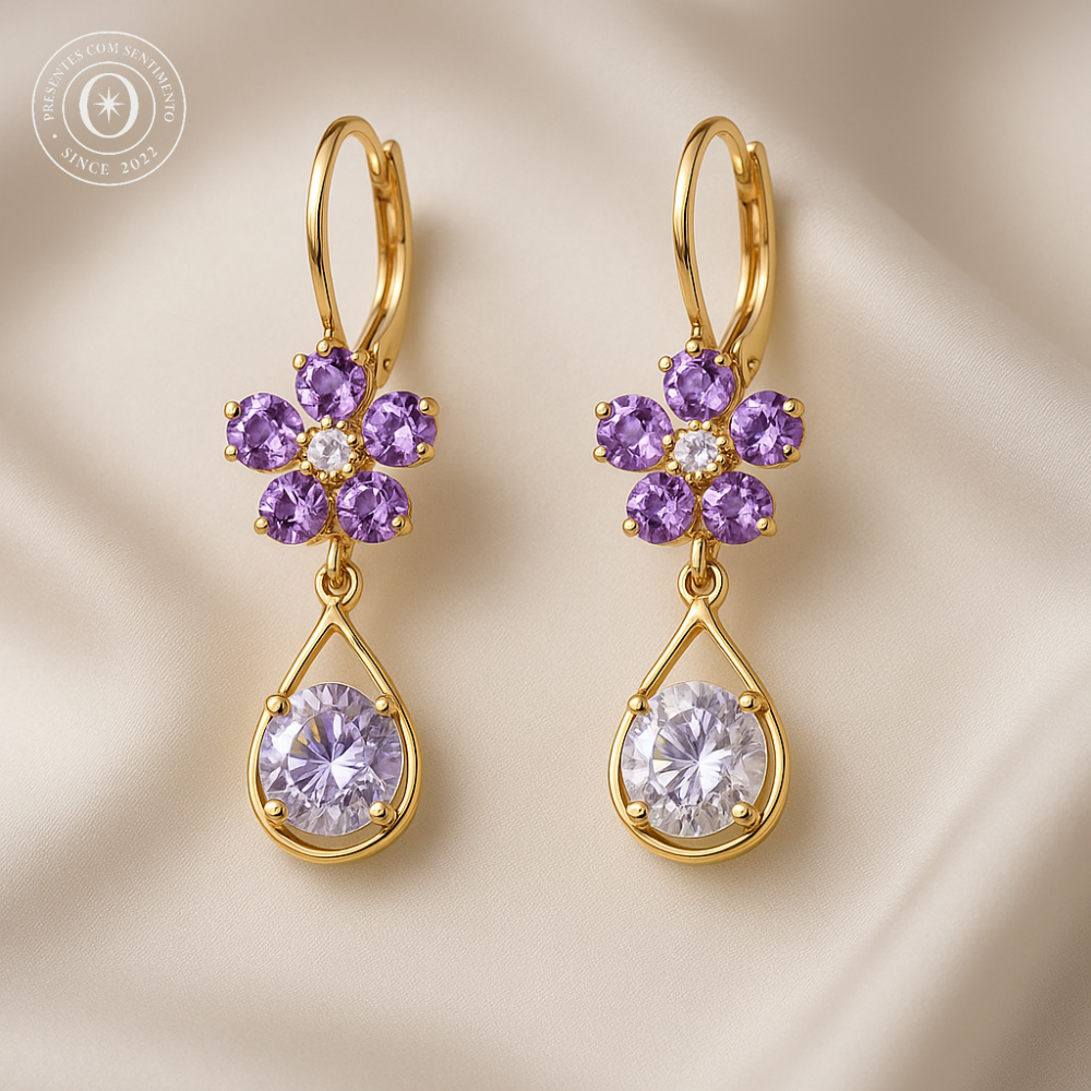 Par de brincos Flores Cristalizadas