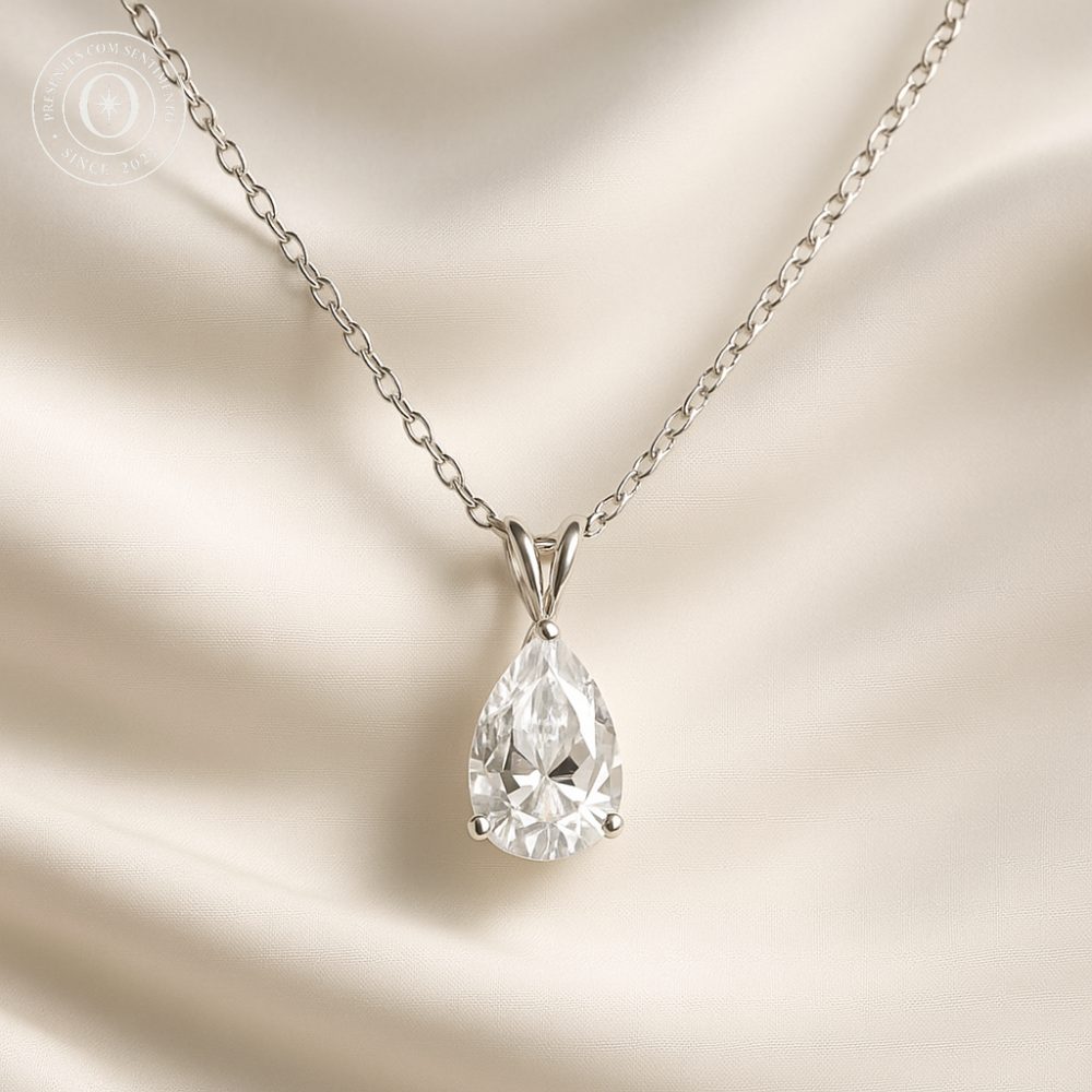 Colar Gota Cristalizada - Prata 925