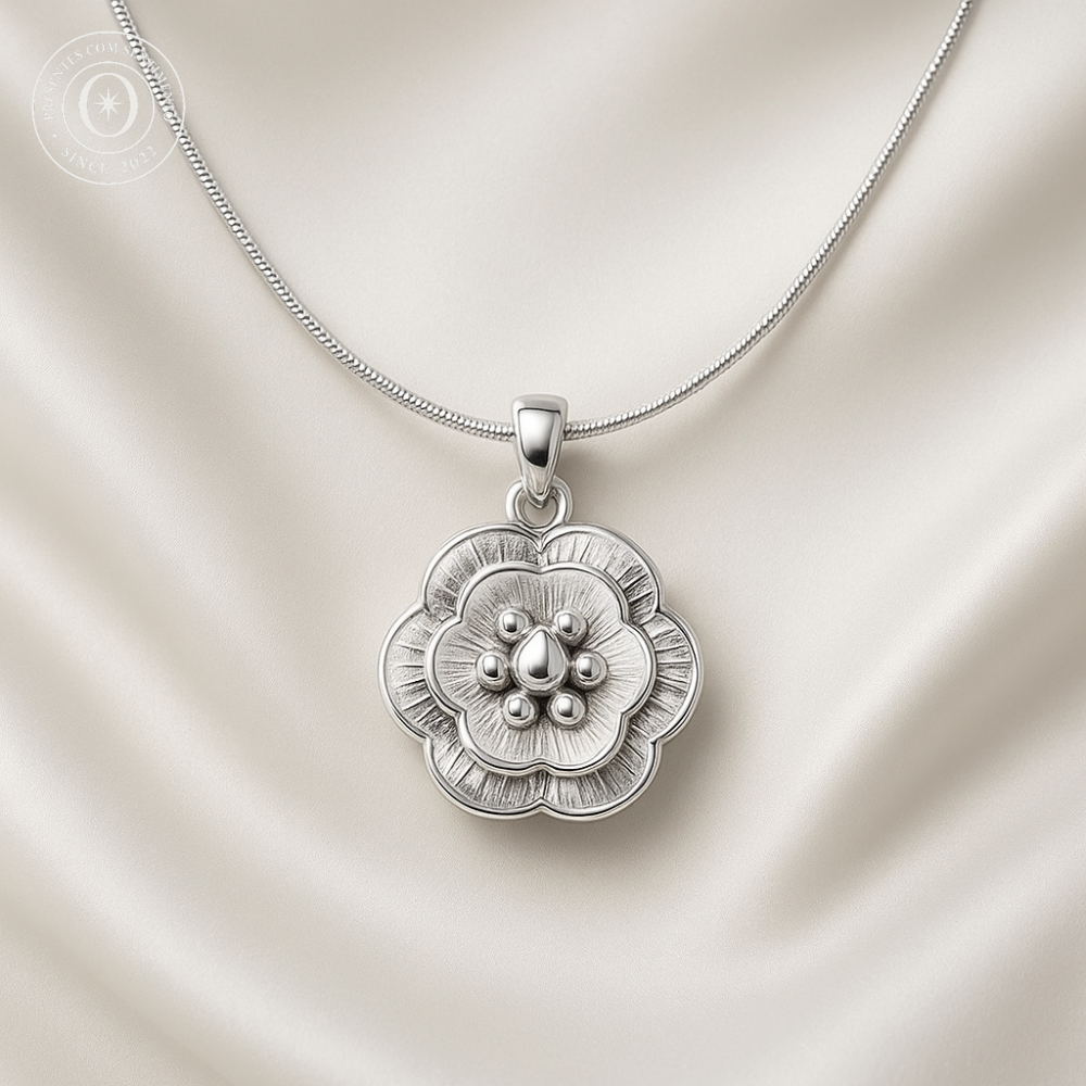 Conjunto Flor de Lótus + Par de Brincos de brinde - Prata 925