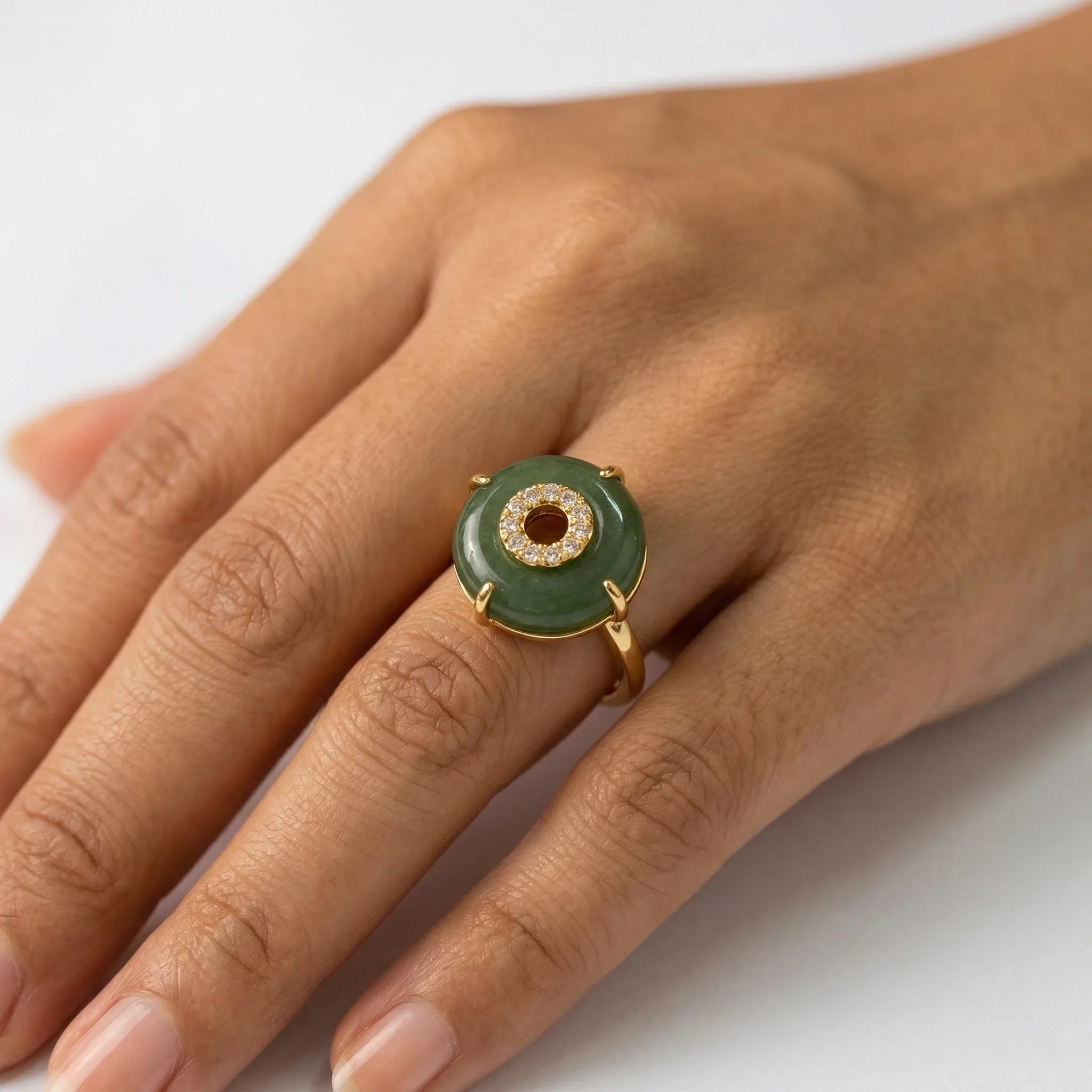 Anel Círculo do Céu – Jade Verde