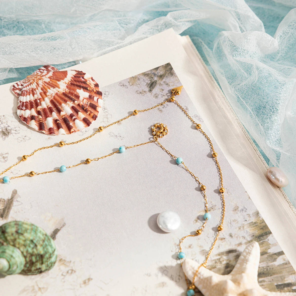 Conjunto 2 em 1 - Colar de Ouro Brisa Celeste