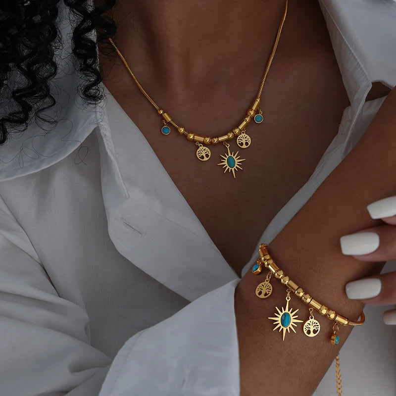 Conjunto Colar de Ouro + Pulseira - Guardiões do Céu