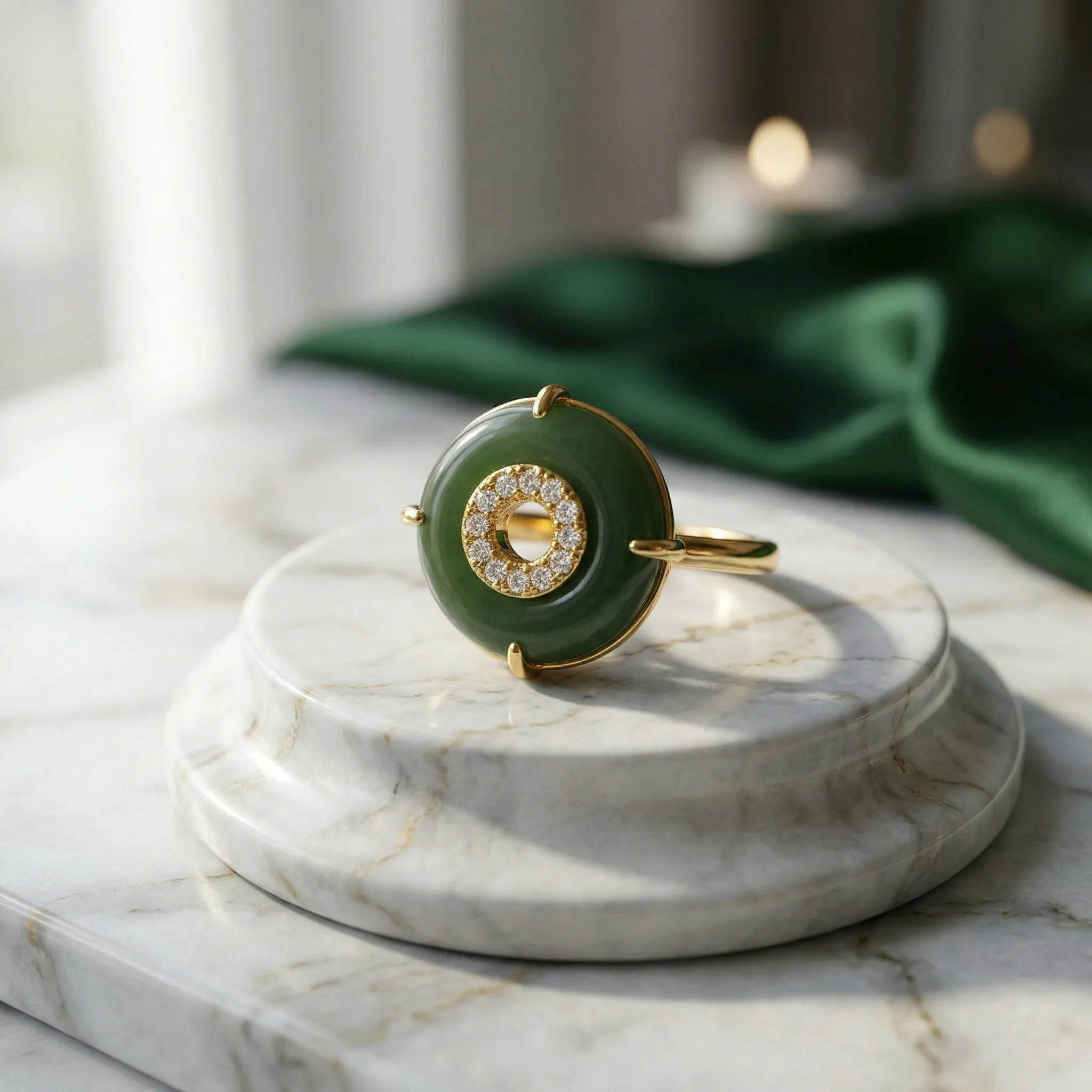 Anel Círculo do Céu – Jade Verde