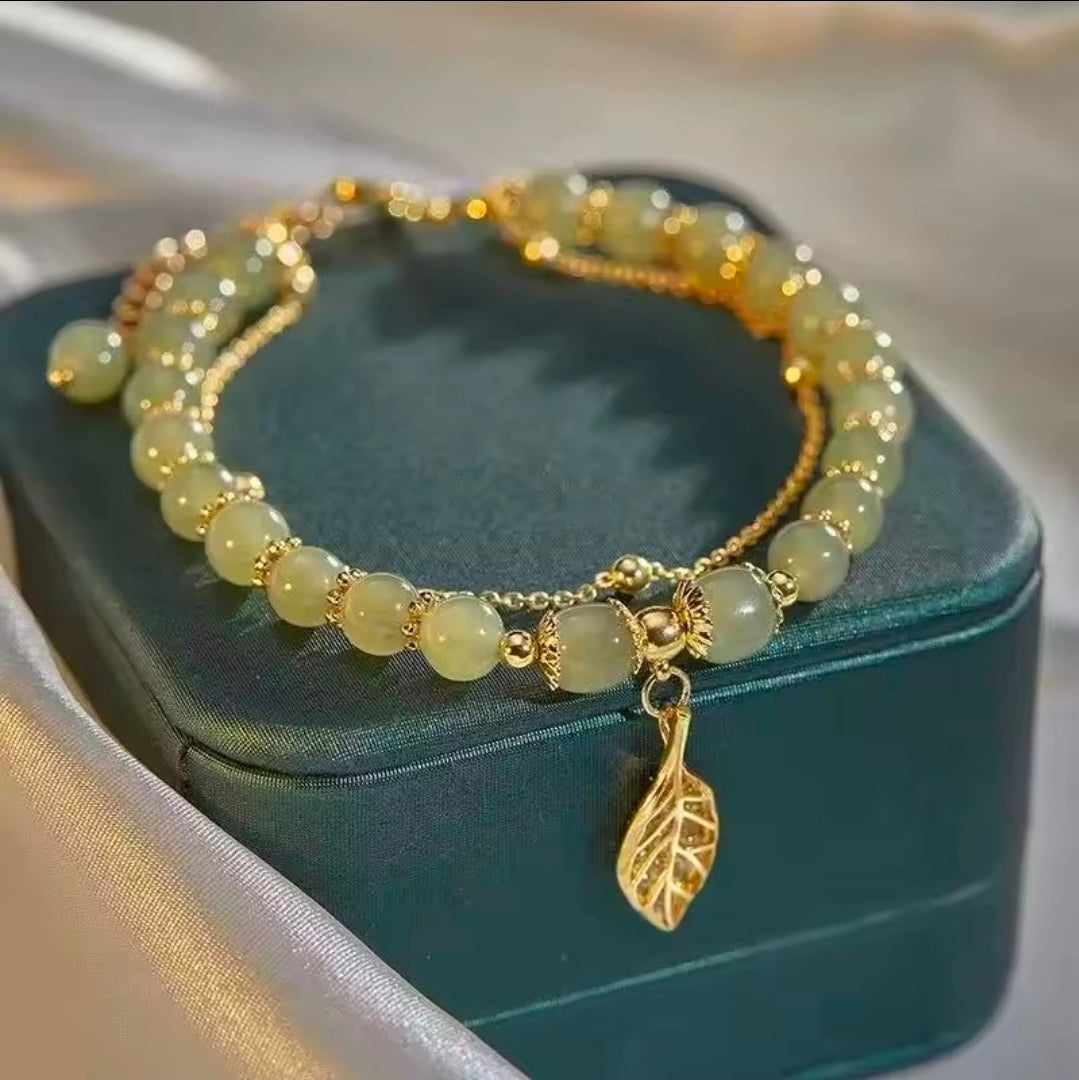 Pulseira Artesanal Jardim de Jade - Prosperidade Natural