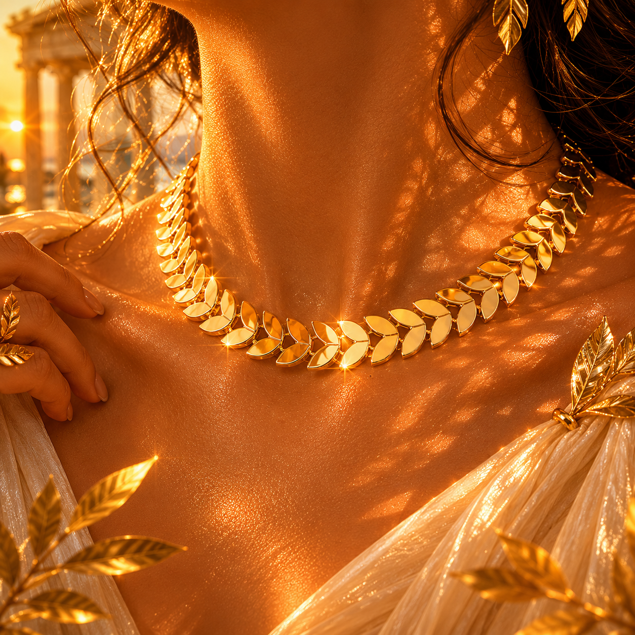 Colar Folhas Gregas - Ouro 18k