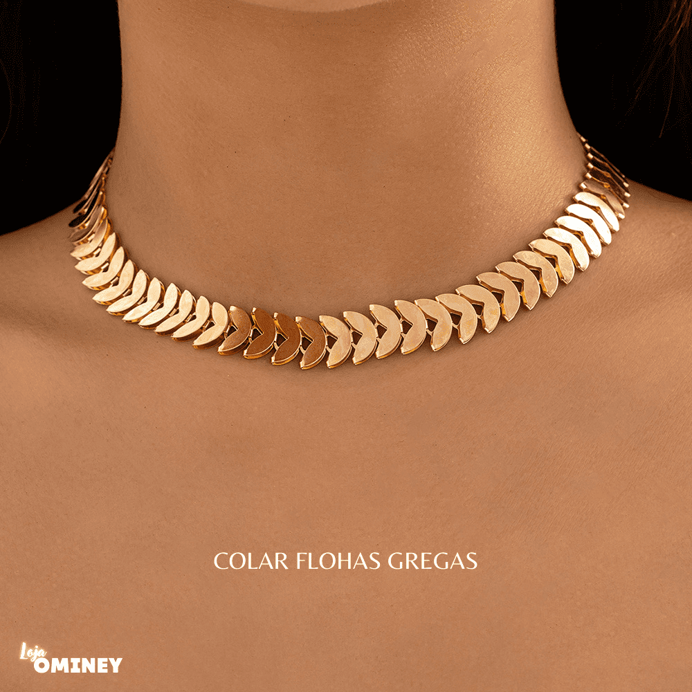 Colar Folhas Gregas - Ouro 18k
