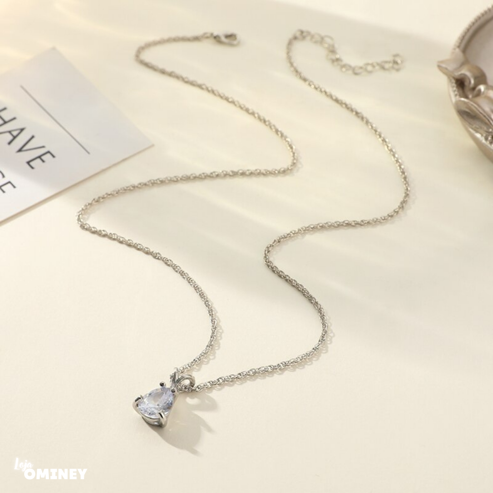 Colar Gota Cristalizada - Prata 925