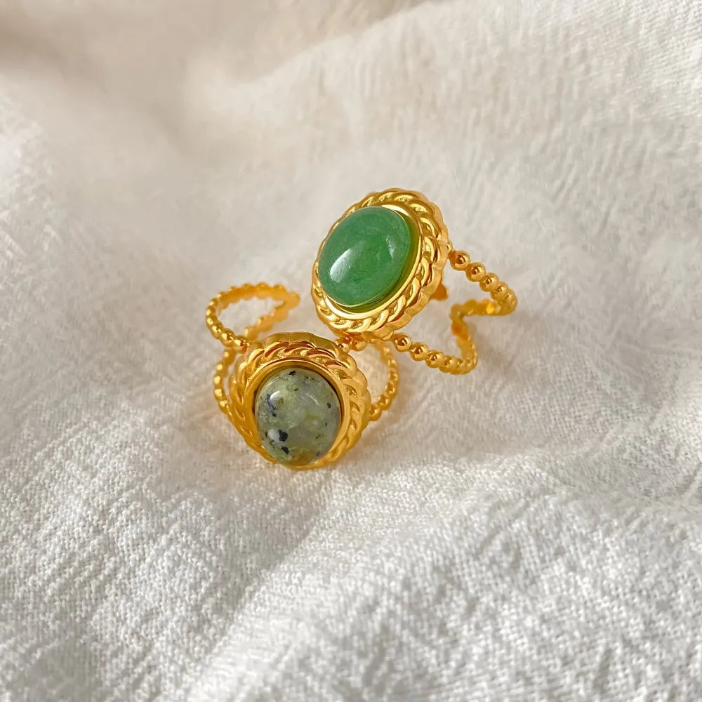 Anel Selo da Terra – Jade & Ágata Musgo