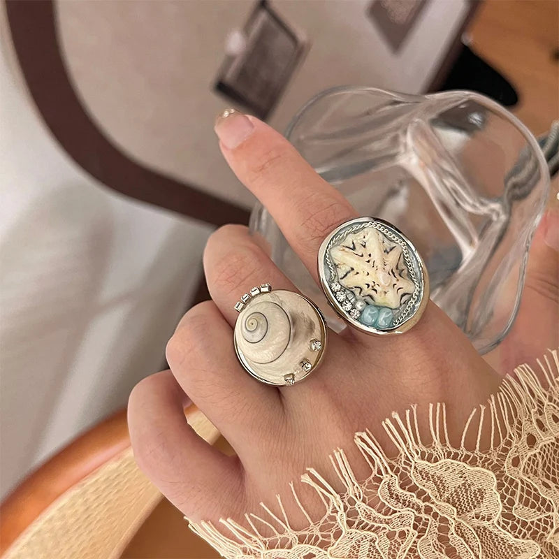 Anéis Concha do Mar Antigo