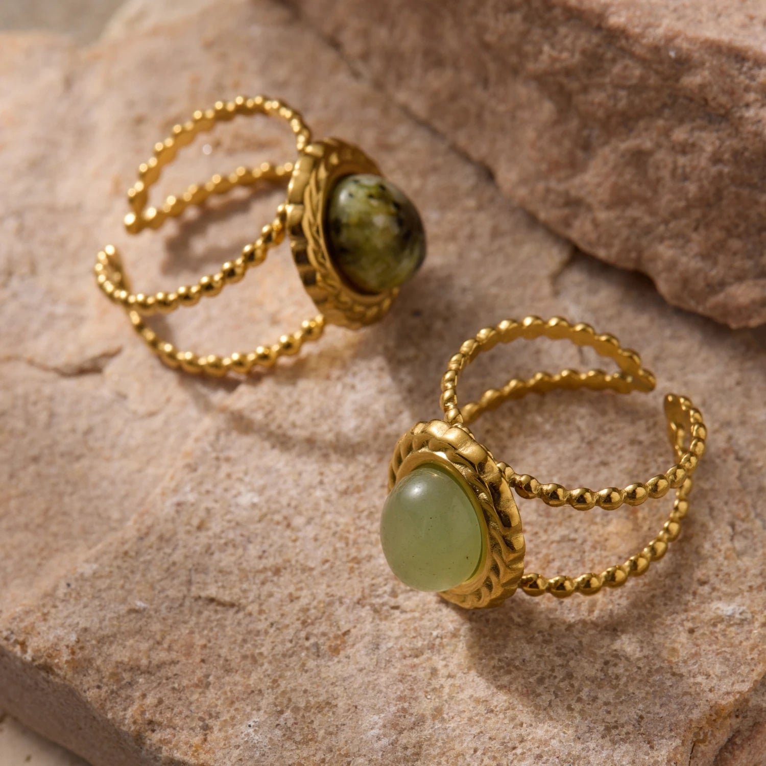 Anel Selo da Terra – Jade & Ágata Musgo