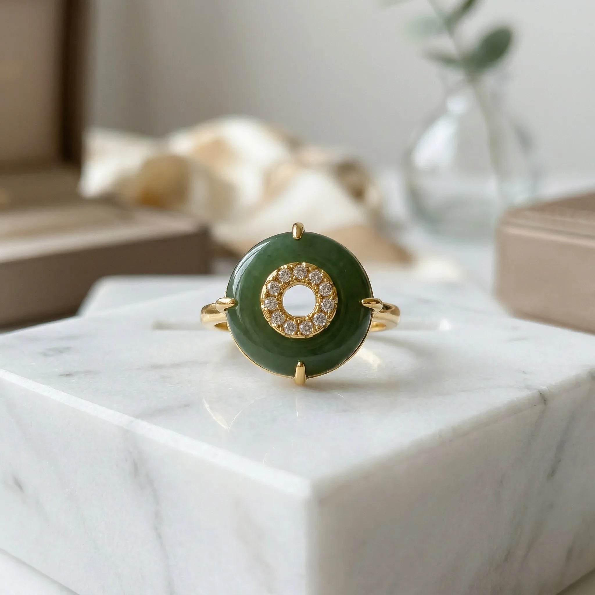 Anel Círculo do Céu – Jade Verde