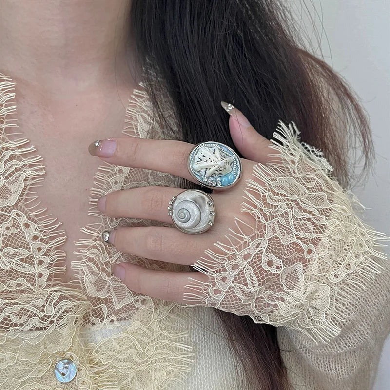 Anéis Concha do Mar Antigo