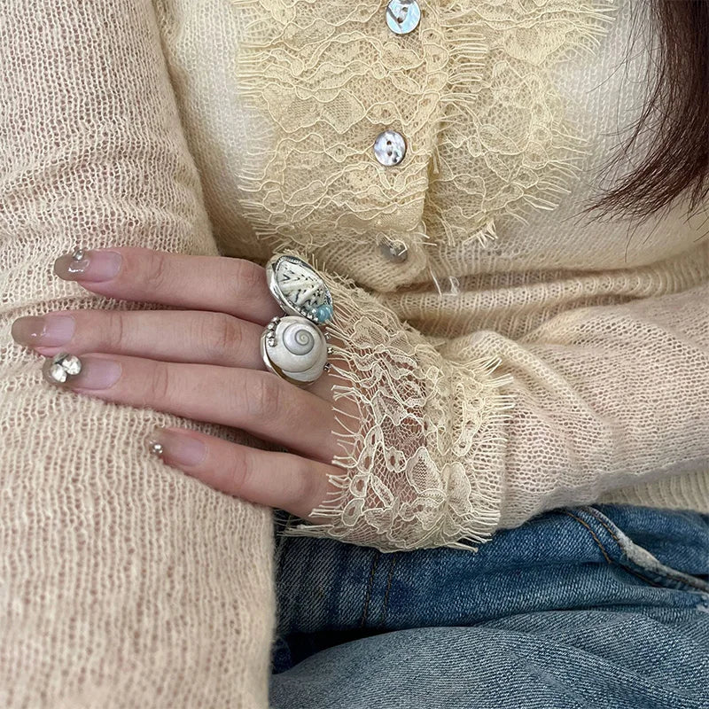 Anéis Concha do Mar Antigo