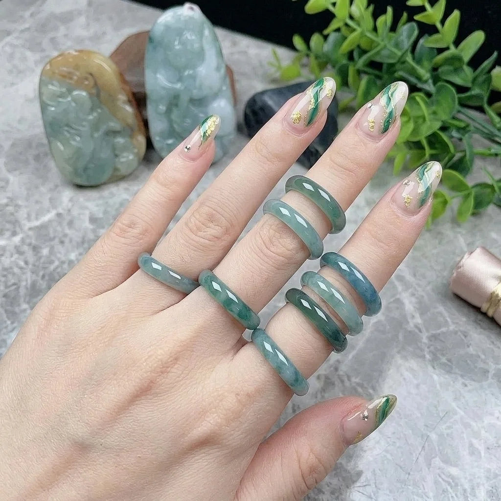 Anel Véu Glacial – Jade Azul