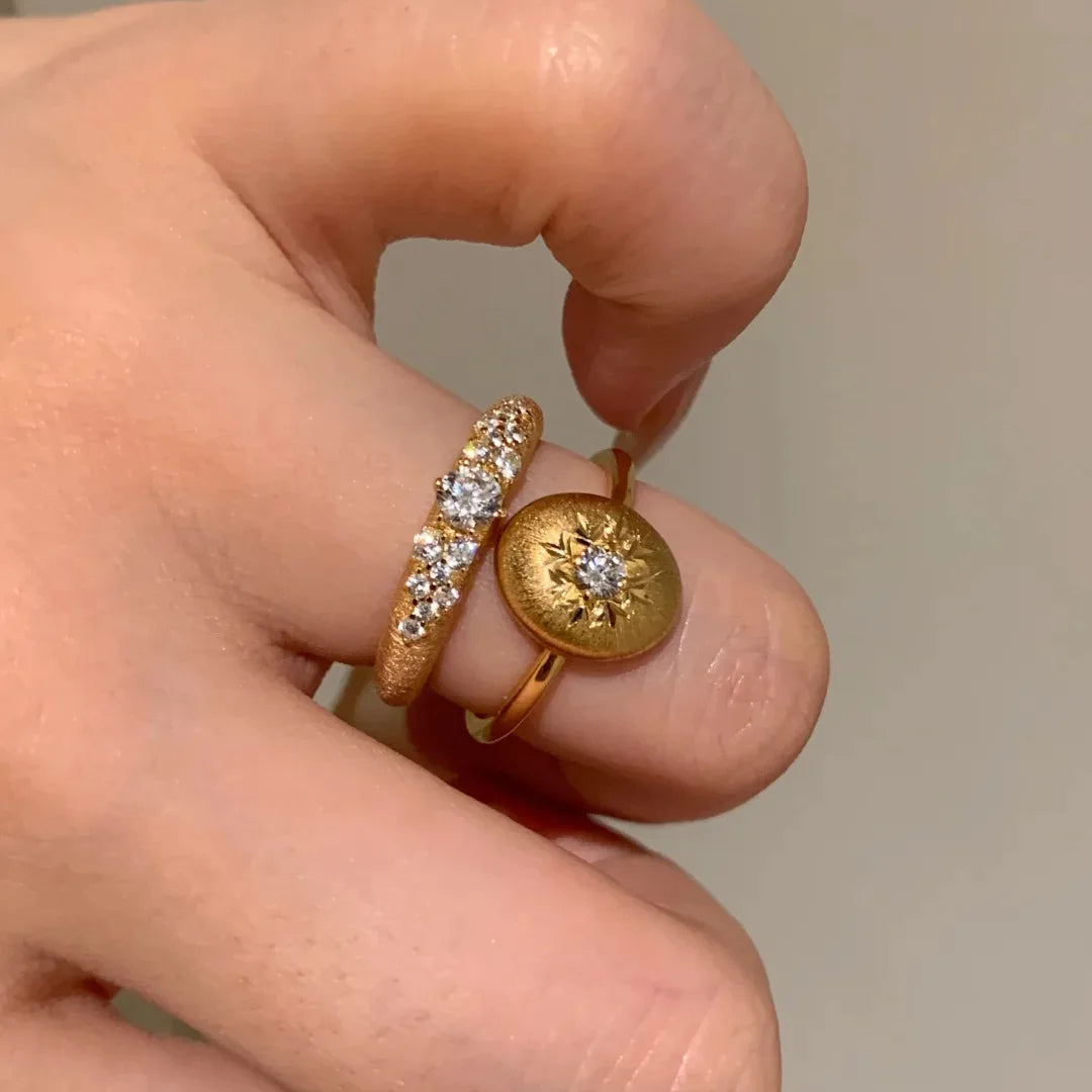 Anel Italiano Sol Gravado