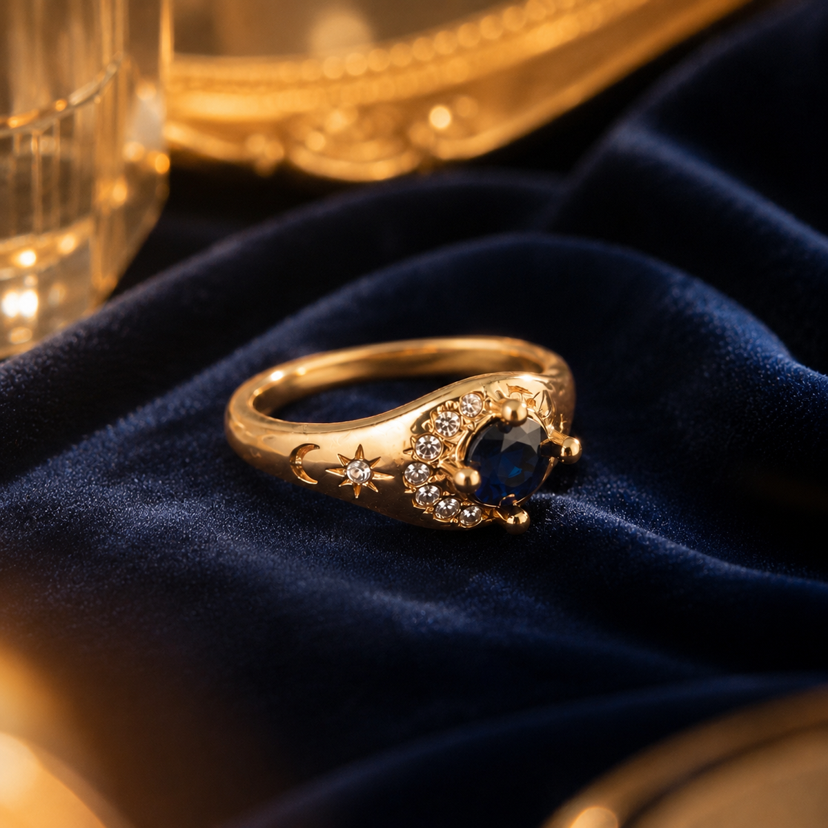 Anel Noite Infinita - Obsidiana Nocturna | Ouro 18k