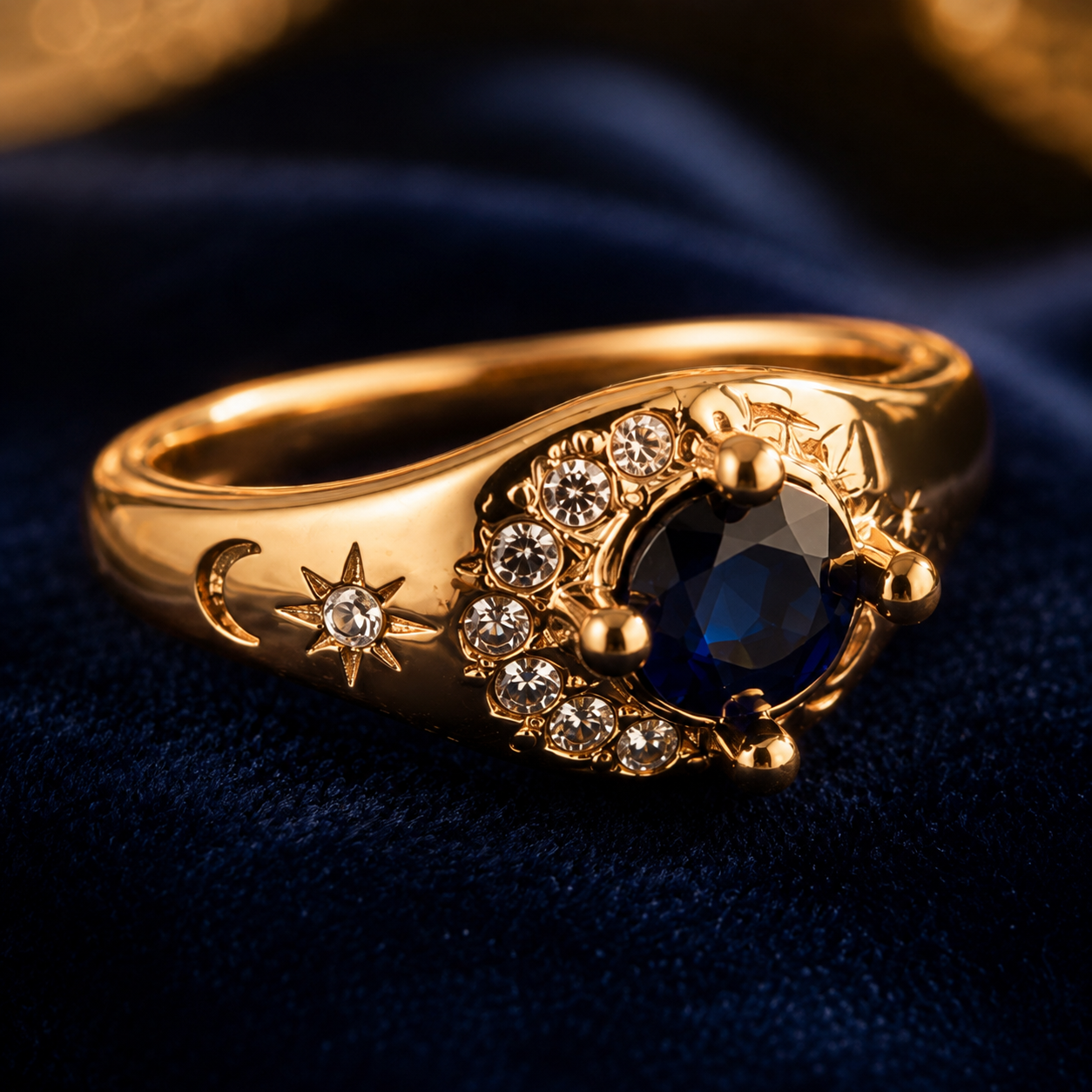Anel Noite Infinita - Obsidiana Nocturna | Ouro 18k