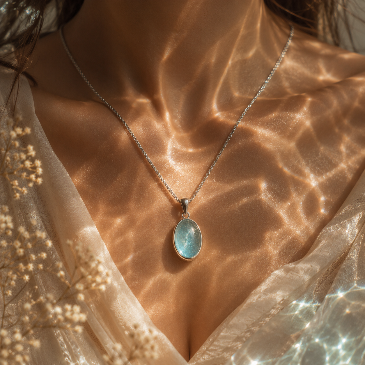 Colar Véu Aquamarine - Prata 925